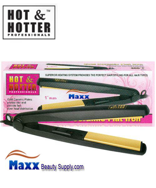 Hot&Hotter 5871 Gold Ceramic Flat Iron On/Off - 1"